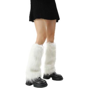 Women's Fuzzy Leg Warmers, Soft Warm Fur Boot Covers for Women, Furry Shoes Covers for Christmas Halloween Party Costume