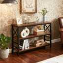 HOMBAZAAR Sofa Table,Industrial Console Table with Storage,Entryway Table with Engineered Wood and Metal,Rustic 3 Tier Shelf for Living Room,Hallway,Brown,47 Inch