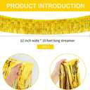 BEISHIDA 3 Packs 30 Feet Metallic Foil Fringe Garland Tinsel StreamersShiny Gold Wall Hanging Tinsel Fringe Banners for Wedding Birthday Party Decoration Halloween Christmas New Year, 3 Count