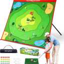 Golf Chipping Game Set : Portable 6-Angle Adjustable Practice Mat Set with 20 Sticky Balls for Indoor Outdoor Training & Family Fun (Golf Club Not Included) (Green)
