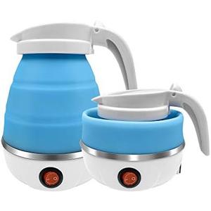 UpdateClassic Travel Portable Foldable Electric Kettle, 0.6L Small Collapsible Hot Water Boiler For Coffee Tea (Blue)
