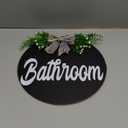 Bathroom Wall Decor,Bathroom Sign,Rustic Round Wooden Wreath Sign,Bathroom Wooden Wall Sign for All The Seasons (12 Inch, D13)
