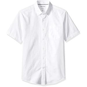 Men's Short-Sleeve Oxford Shirt with Pocket, White, X-Large
