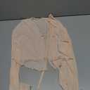 Women's Mesh Shrug Tie Front Cropped Bolero Cardigan Long Sleeve Top Sheer Shawl for Evening Dress S