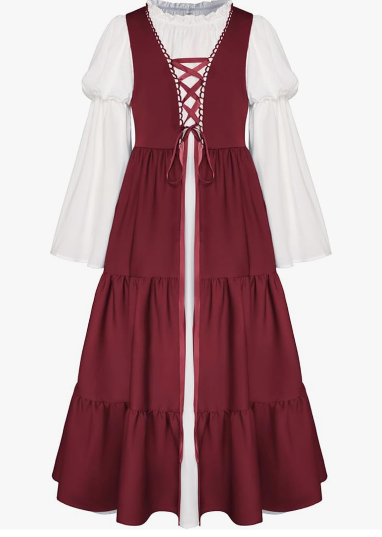 Scarlet Darkness Girls Renaissance Dress Medieval Peasant Long Sleeve Dresses 8 Years