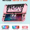 Dockable Case for Nintendo Switch 2 - Cute Kawaii Cartoon Design Soft TPU Grip Cover for Joy-Con PK Black KLM PC for Switch 2 Protective Case 2025 for Girls Boys Teens