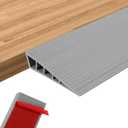 EaseThrift 1" Rise Threshold Ramps for Doorways 40'' L Rubber Wheelchairs Ramps for Home Self-Adhesive, Door Transition Strip for Home (Silver)