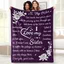 Aimego Sister Blanket Gifts for Birthday Sister Blankets from Sisters for Girls Women Purple Flannel Throw Blanket for Home Sofa Bed Decor 50"X 60"