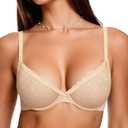 Upushall Strapless Push Up Bras for Women Padded Deep Plunge Seamless Bra (Beige)