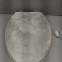 Angol Shiold Elongated Marble Toilet Seat with Zinc Alloy Hinges, Easy to Install and Clean, Anti-pinch (Gray)