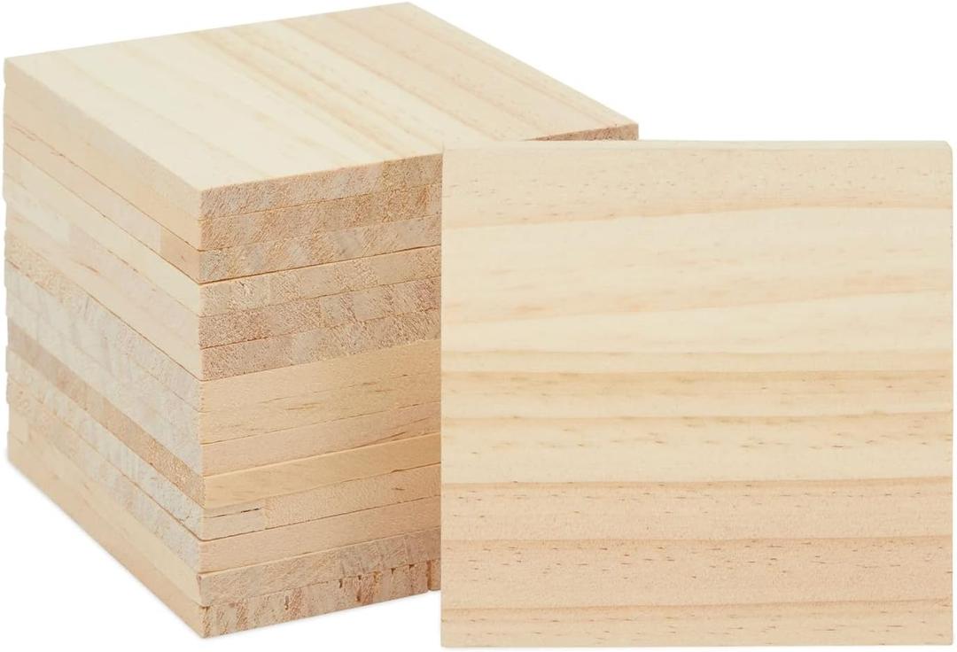 Bright Creations Unfinished Wood Squares - 4 x 4 in, 1/4 in Thick, Pack of 15 - Wood Blanks for Crafts, Engraving & Burning