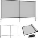 6' x 12' Gray Outdoor Privacy Screen Freestanding 240 GSM Privacy Fence Panels for Outside, Pool Fences with Poles, Backyard Temporary Fencing, Privacy Wall Ground Pole Fence