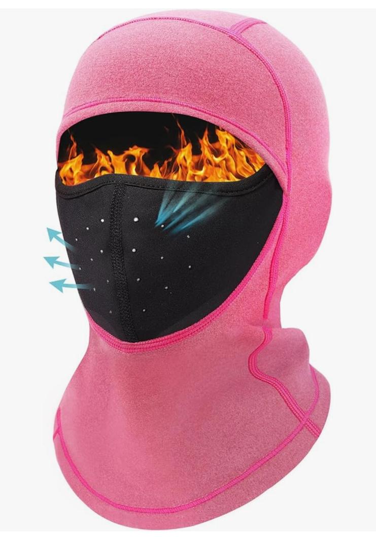 Kids Balaclava Ski Mask (with Breathable Holes) Windproof Winter Fleece Neck Face Warmer Boys Girls Pink