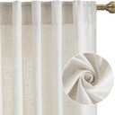 NICETOWN Linen Curtains 96 inch Long 2 Panels Set, 55" Wide Thick Organic Flax Linen Blend Privacy Window Drapes Rod Pocket & Back Tab with Light Filtering for Bedroom/Living Room, W55 x L96