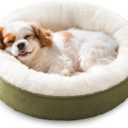 Love's cabin Round Donut Cat and Dog Cushion Bed, 25in Pet Bed for Small or Medium Dogs, Anti-Slip & Water-Resistant Bottom, Soft Durable Fabric Pet Beds, Washable Calming Cat & Dog Bed Olive Green