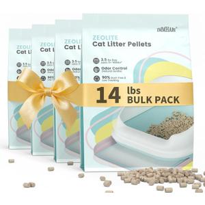 Generic Cat Litter Pellets 14 lbs(3.5lbs×4), Generic Litter Refills Exclusively for Dual-Layer Litter Box Systems, Dehydrating Pellets, Zeolite, Long-Lasting Odor Control Non-climping