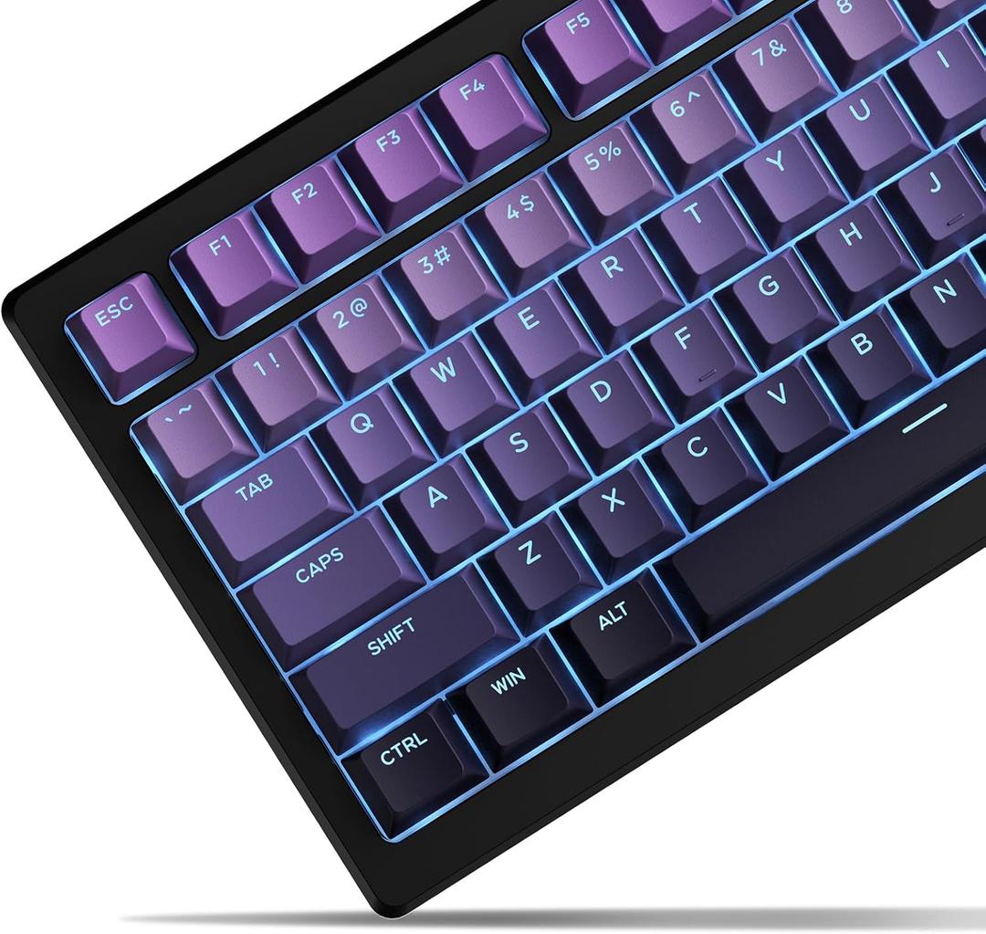 x XVX Shine Through PBT Keycaps, Custom Keycaps 60 75 100 Percent Cherry Profile, Doubleshot Key caps Set for 61/64/68/84/87/100/104/108 Gaming Mechanical Keyboard, Gradient Purple
