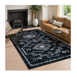 STARUIA 3'x5' Washable Area Rug Western, Non-Slip Small Entryway Rug Black Aztec Tribal Classic Boys Rug for Bedroom Living Room Low-Pile Carpet for Indoor Kitchen Bathroom(Black 3'x5')
