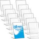 Ctosree 48 Pcs Acrylic Photo Frame L shape Slant Back Desktop Photo Frames Plastic Clear Sign Clear Acrylic Display Stand Table Top Sign for Home Office Wedding Restaurant Menu (2.5 x 3.5 Inch)
