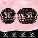 2 x 62Pcs 30th Birthday Decorations for Girls Her, Rose Gold Birthday Party Supplies Include 20 7''Plates 20 9'' Plates 20 Napkins and 2 Tablecloth, Rose Gold Princess Party Tableware for 20 Guests