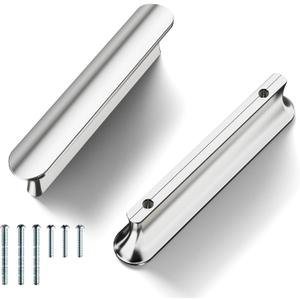 Cobbe 10 Pack Stainless Solid Brushed Chrome Cabinet pulls, 3 Inch Hole Center, Handles for Kitchen and Bathroom Cabinets and Drawers