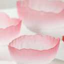 SYXLTSH Glass Salad Bowl Irregular Lotus Flower Shape Serving Bowls, Mixing Nut Bowls for Kitchen Fruist, Snack, Dessert, and Ice Cream Candy Dishes (Crystal Gradient Pink, Set of 3 (L,M,S))