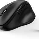 Ergonomic Wireless Mouse with USB Receiver for PC Computer, Laptop and Desktop, Ergo Mouse Vertical with Silent Clicks Long Battery Life, Up to 1600 DPI & 1 AA Battery Powered, Black