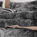 Smoofy Fluffy King Size Comforter Set, Faux Fur Comforter Set, Luxury Fuzzy King Bedding Set, Soft Shaggy Bed Set for All Season, 3 Pieces - 1 Comforter & 2 Pillowcases, Tie-Dye Grey