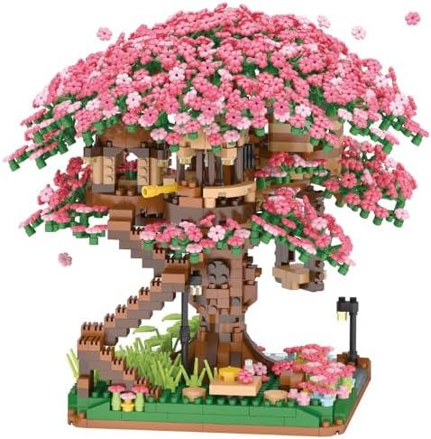Cherry Blossom Tree Building Set,(2008pcs) Flowers Bonsai Tree Mini Blocks Kit for Adult,Japanese Sakura-Tree House Building Blocks Set,Gift Ideas for Girls 8 10 12 14+