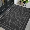 DEXI Front Door Mat Outside Entrance, Heavy Duty Non Slip Low Profile Doormat for Entryway, Trap Dirt and Moisture Welcome Mats, Easy Clean, Patio, Garage, 6x4, Grey
