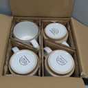 GBHOME 12OZ Stackable Coffee Mugs, Ceramic Coffee Mugs with Texture Patterns for Man,Woman,Dad,Mom, Modern Coffee Mugs Set of 4 for Latte/Cappuccino/Cocoa. Dishwasher&Microwave Safe, Off White