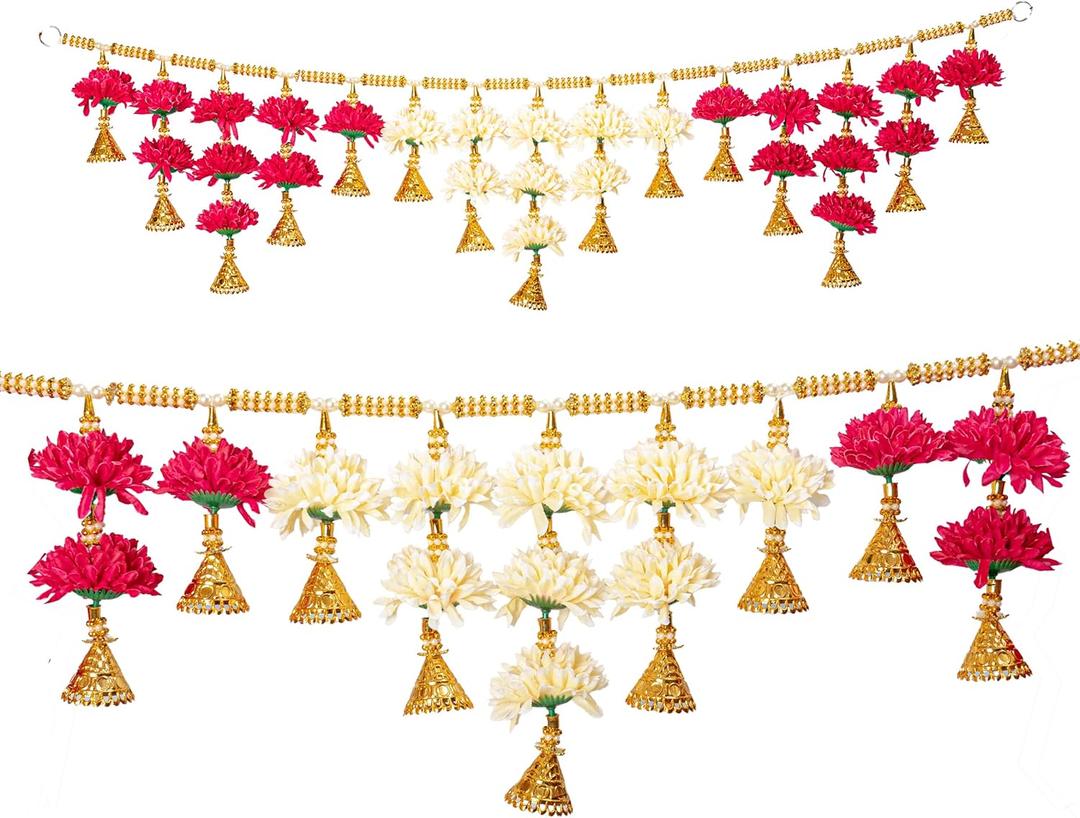 Traditional Toran Artificial Flower Bandanwaar Hanging for Home Wall Door Temple Festival Wedding Party Decoration & Gifting (Design-1)