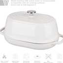 VORRINGARD Enameled Cast Iron Dutch Oven Pot with Dome Lid, Oval Bread Oven for Homemade Sourdough Bread Baking, Oven Safe up to 500F, 6 Quart, White