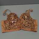 Women's Bustier Crop Top Mesh Corset Top Push up Rhinestone Diamond Bra Club Party Vest (Beige, S)