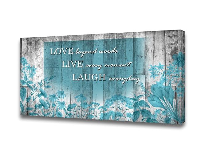 OuElegent Inspirational Wall Art Blue Tree of Life Canvas Print Motivational Quotes Wall Decor Rustic Wooden Background Positive Quotes Artwork for Living Room, Office, Bedroom (20"x40")
