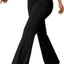 SOLY HUX Women's Flare Leg Pants Ruched Elastic Waist Casual Solid Pants Size M