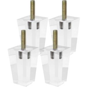 LC LICTOP Clear Acrylic Couch Legs, 3-1/4 Inch Height Square Support for Furniture Table Chair Desk Cabinet, M10 Bolt, 2 Inch Width, 4 Pcs Transparent Sofa Feet