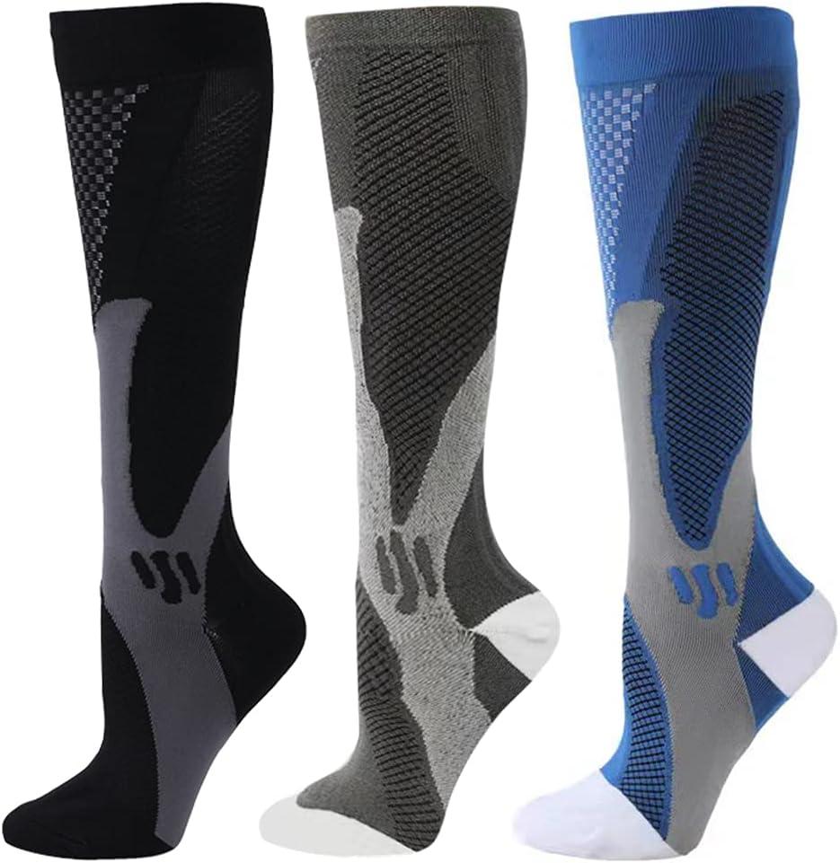 ZFiSt 3 Pair Sport Compression Socks Men Women, Compression Stocking Nurse Socks for Edema Travel (XXL)