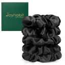 Joyhabit Silk Scrunchies for Women 5 Pcs Black | 4CM Premium Elastic Hair Ties No Damage No Pull, Soft for All Hair Types, Comfortable for Sleep & Daily Styling (1 Count (Pack of 5))