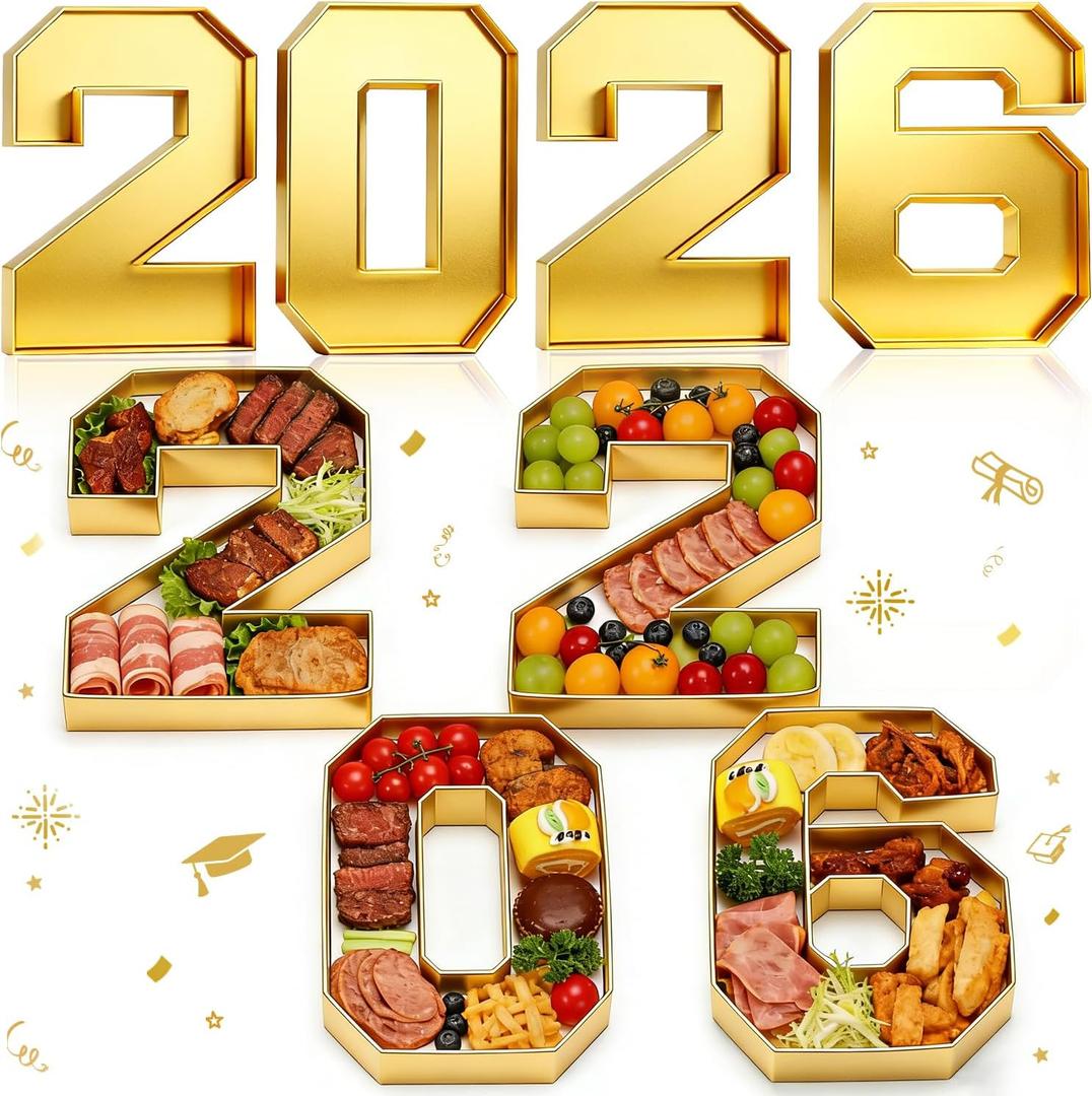 2026 Charcuterie Number Fillable Boxes 10" Graduation Cardboard Number Charcuterie Board Box Fillable Tray Numbers for Chocolate Candy Snack Grad Party Supplies (Gold)
