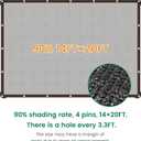 Shade Cloth, 14FT X 20FT 90% Black Outdoor Woven Sun Shade with Grommets, Durable Breathable Netting Shading Antifreezing for Patio, Garden, DIY Home, Plants Cover, Greenhouse, Dog Kennel