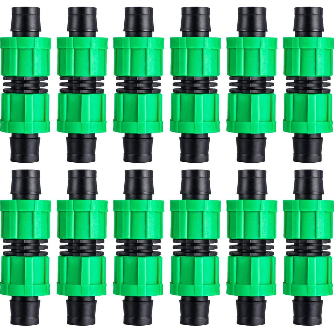 Hotop 12 Pieces Drip Irrigation Coupling, 5/8 Inch Universal Connector Drip Tubing Fittings, Compatible with Most 16-17 mm Tubing or Sprinkler Systems