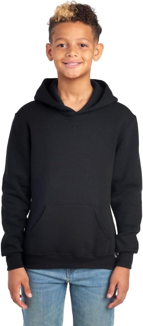 Russell Athletic Youth Dri-Power Fleece Hoodies, Moisture Wicking, Sizes S-XL (Large, Black)
