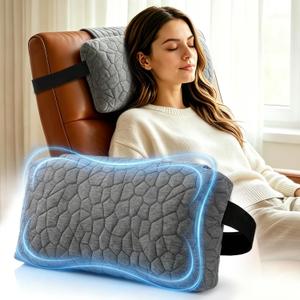 SUPA MODERN Adjustable Headrest Pillow for Recliner, Armchair & Sofa Breathable, Non-Slip Shredded Memory Foam with Washable Cover for Neck Support & Pain Relief (Straps), Medium