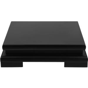 Wooden Display Stand Square Wood Display Base Risers Square Vase Riser Teapot Aquarium Lamp Pedestal for Stone Flowerpot Teapot Vase Bonsai Lamp Holder Home Decoration 7" W x 7" D x 1.8" H (Black)