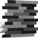 5-Sheet Peel and Stick Mosaic Natural Real Stone Glass Self Adhesive Marble Tiles, 12" x 12" Backsplash for Kitchen Bathroom Fireplace Vanity, Black