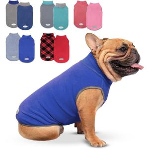 cyeollo 2 Pack Fleece Dog Sweater Pullover Dog Sweatshirt Reflective Lightweight Sweaters Pet Clothes for Small Dogs Boy Girl Pet Apparel Blue, Mist Blue, M (Medium (9-13lbs))