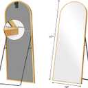 57"x19" Full Length Mirror, Arched Full Body Standing Mirror, Leaner Floor Mirror, Anti-Shatter Glass & Thin Alloy Frame, for Bedroom Living Room Entryway, Gold