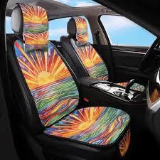 Colorful Sun In Horizon Car Seat Cushions, 6 Pieces, 17.3 X 13 in