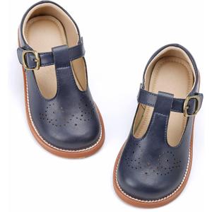 GINFIVE Toddler Girls Dress Shoes Little Kids Flats School Mary Janes Shoes (Gf287-navy Blue), Size 10 Little Kid